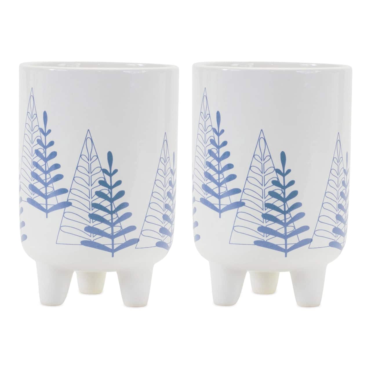 6" Modern Pine Tree Dolomite Planter with Legs, 2ct.